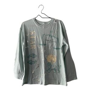 SO Light Blue Zodiac Graphic T Shirt Girl’s Size 16 Plus NEW Long Sleeves Tee